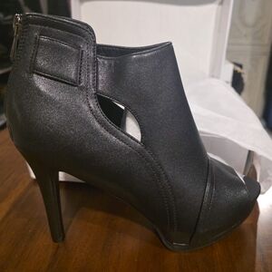 Black Cutout Peep-Toe Heels